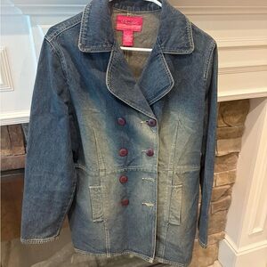 Xhilaration Faded Blue Double-Breasted Denim Jacket
